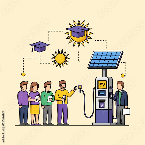 People at Electric Vehicle Charging Station.