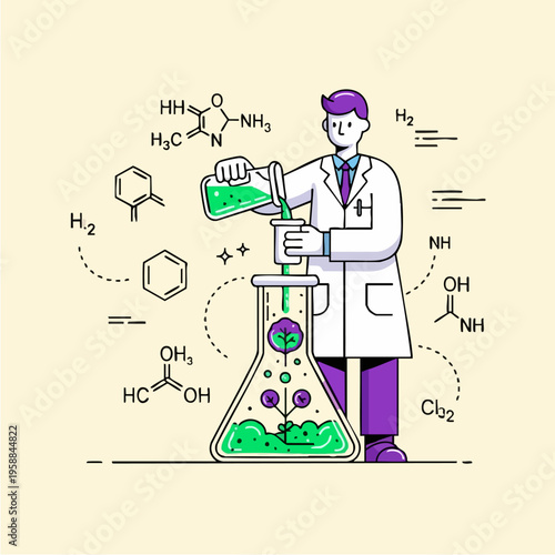 Scientist in Lab Coat Working.