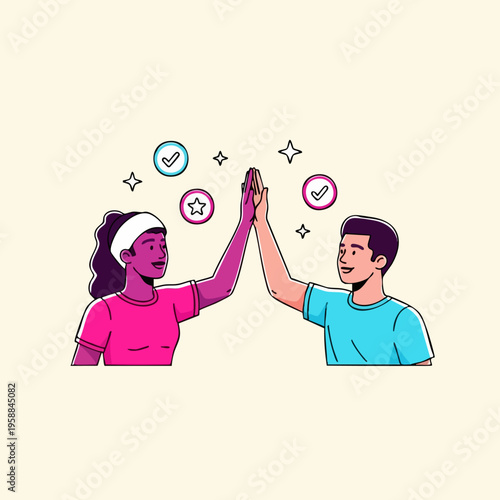 Two Friends Giving High Five.