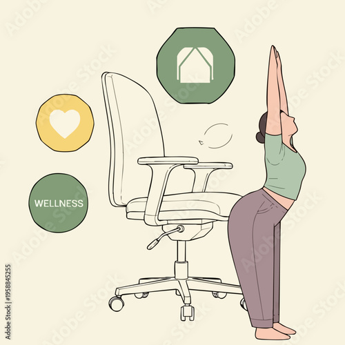 Woman Doing Chair Yoga Exercise for Wellness.