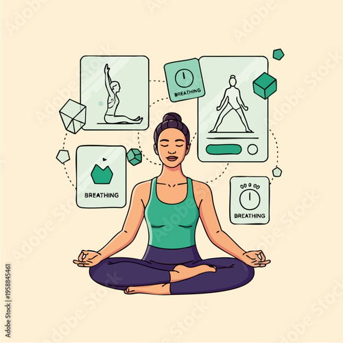Woman Meditating in Lotus Position.