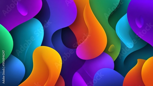Colorful Gradient Abstract Background with Flowing Shapes, Modern Vibrant Design Backdrop