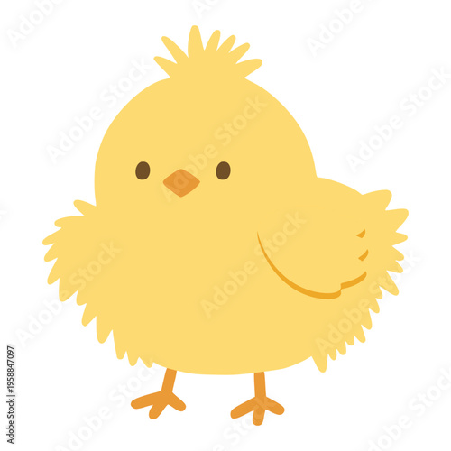 Adorable baby yellow chick standing cartoon illustration