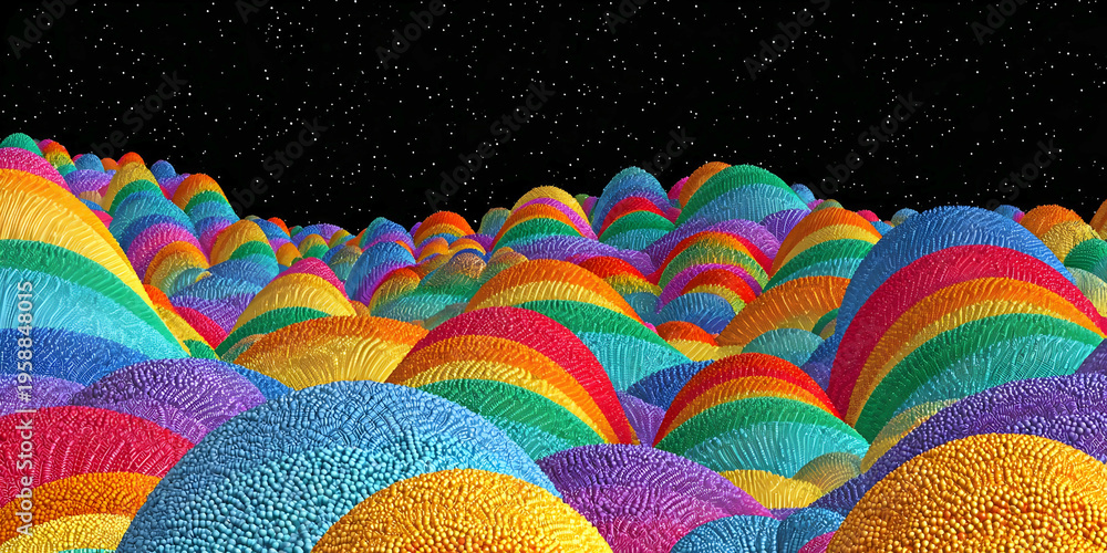 Fototapeta premium Vibrant Horizons: A Surreal Rainbow Landscape, ai generated. 