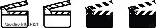 Four Clapperboard Icons in Different Styles vector
