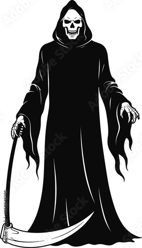 Grim Reaper with Scythe Silhouette death skeleton