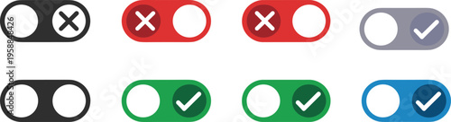 Toggle Switch Icons for On and Off States vector