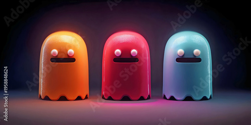 Neon Ghost Trio, ai generated.