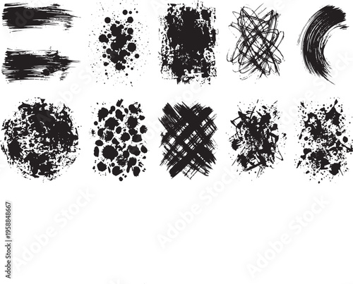 Collection of distressed brush stroke textures and effects
