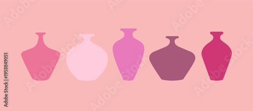Pottery vase variative shapes graphic illustration pastel colors vector design