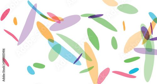 An abstract pattern composed of numerous translucent oval shapes in various pastel colors scattered across the frame