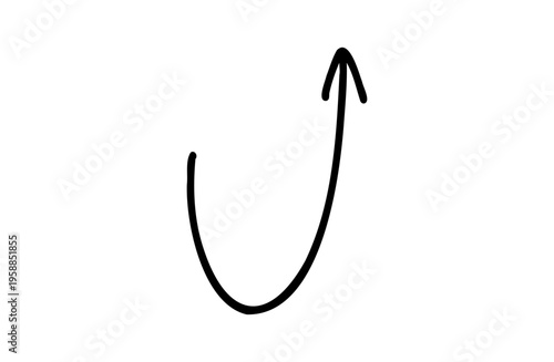 手書き矢印アイコン ペン風シンプルカーブ 上向きU字
