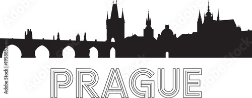 Prague Skyline Silhouette City Landmark Architecture Iconic Bridge And Buildings