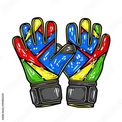 Vetor Pinocut Colorful illustration of soccer goalkeeper gloves.