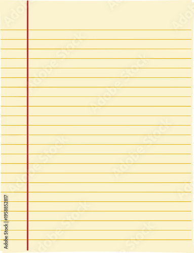 Vibrant yellow ruled paper background for creative design projects, symbolizing fresh starts, academic pursuits, and a clean slate for new ideas and expressions