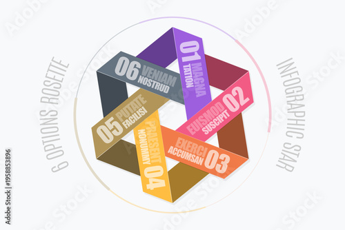 Circular diagram template with 6 options, infographic vector illustration.