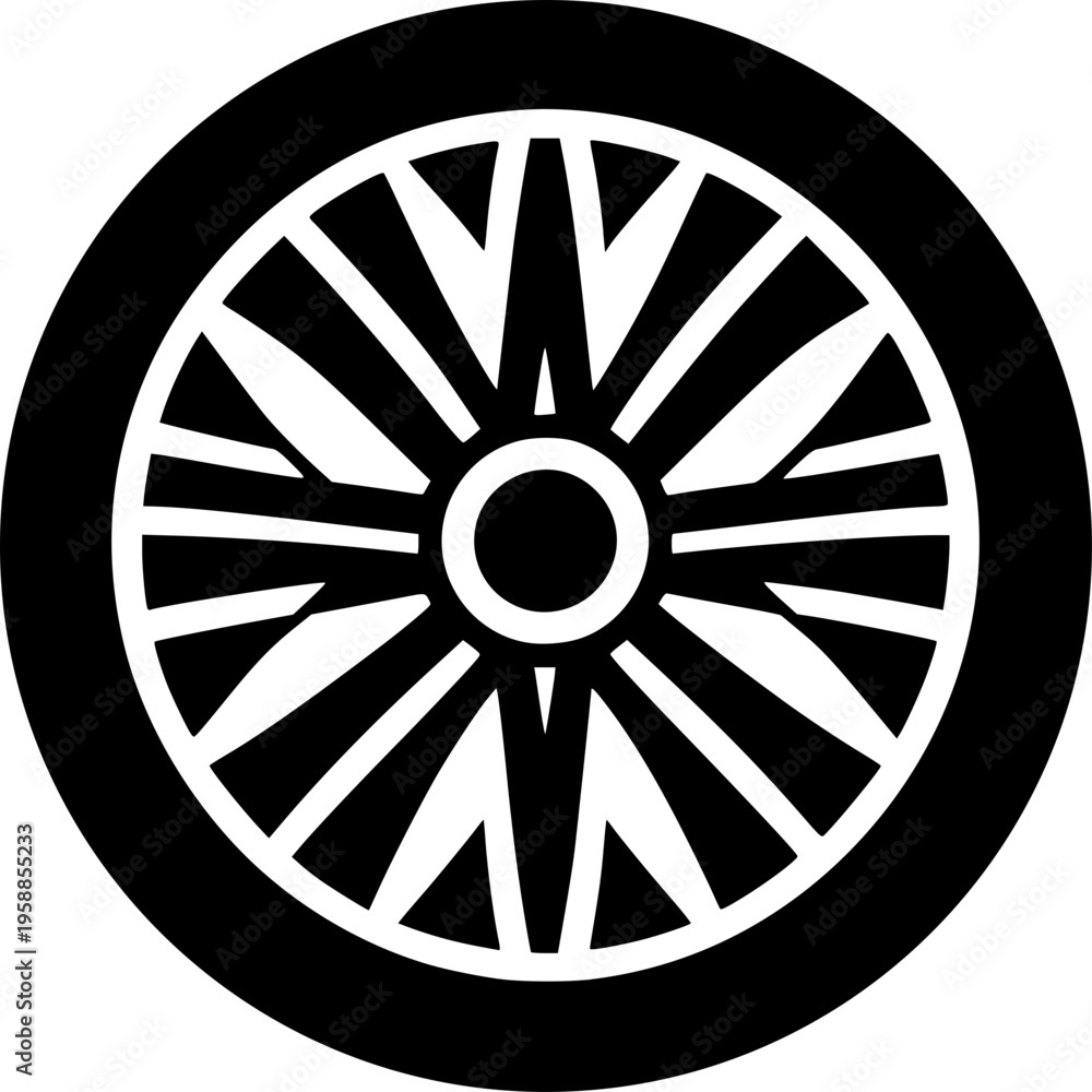 Fototapeta premium Car Wheel Icon Vector