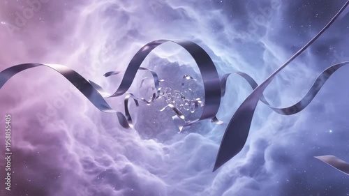 Abstract Cosmic Explosion with Ribbon Streams and Light Effects