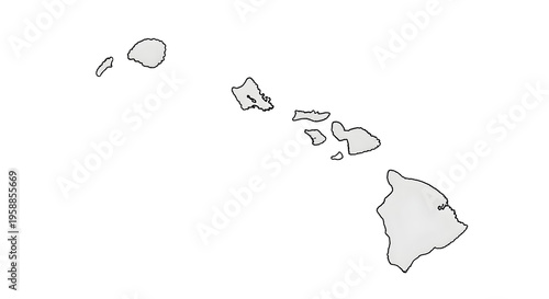 Outline Map of the Hawaiian Islands.