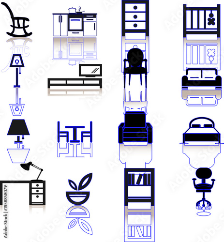  Furniture Icons set design.eps