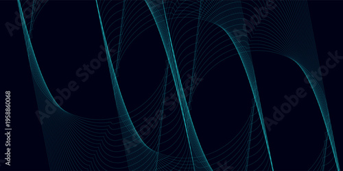 Futuristic Cyan Circular Line Art Background on Dark Blue Texture