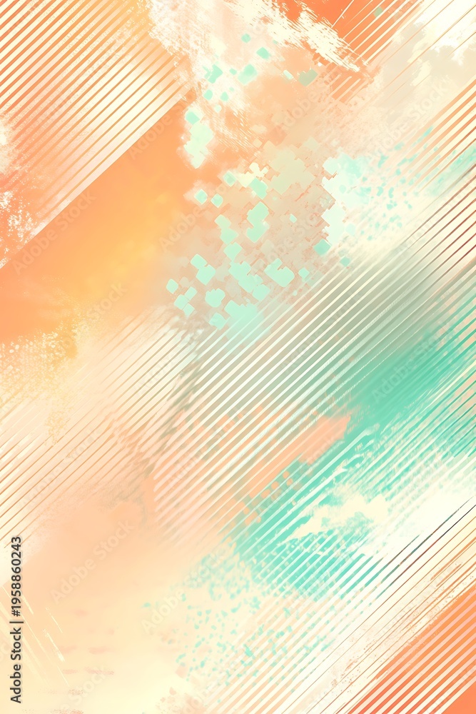 Obraz premium Vibrant abstract background featuring diagonal lines and splashes of color in shades of orange and teal hues beautifully