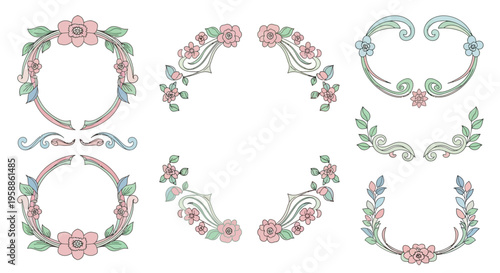 Collection of floral decorative frames.