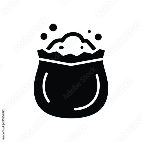 Boiling pot icon with bubbles black silhouette symbol of hot soup or cauldron cooking for kitchen and culinary themes isolated on white background professional vector graphic design art