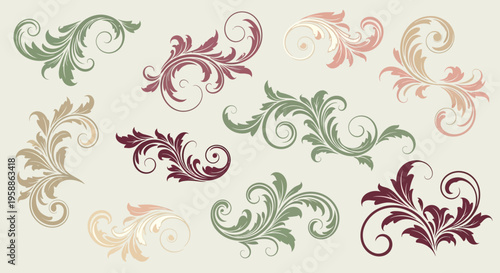 Colorful ornate floral design elements.