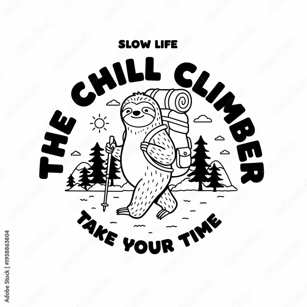 Fototapeta premium Sloth Wearing Climbing Gear Outdoors.