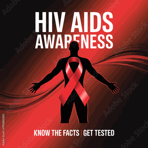 Red Ribbon HIV AIDS Awareness Symbol.