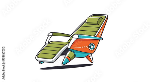 A colorful vector illustration of a reclining chair with a unique airplane-inspired design