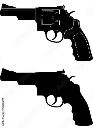Monochrome revolver silhouette vector icon simple design