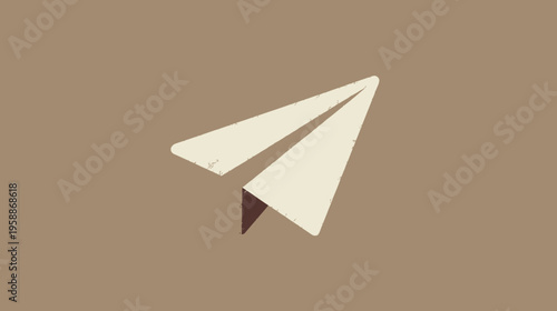A simplified illustration of a paper airplane, rendered in muted tones
