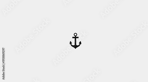 A black, minimalist anchor symbol centered on a white, slightly grayed background