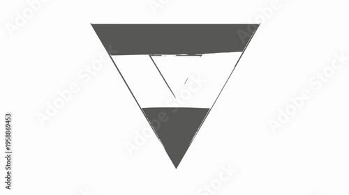 A grayscale image displaying a downward pointing triangle, with internal design elements