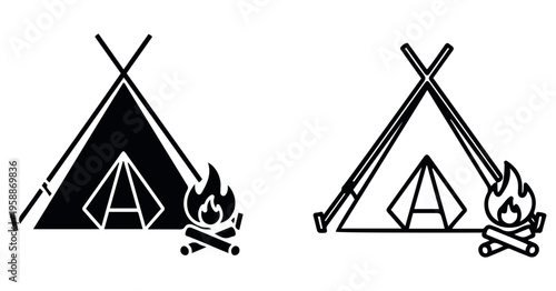 Print Minimalist Tent Teepee Icon Letter Inside Stock Vector