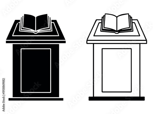 Print Podium Stand Icon Vector Line Style Stock Vector