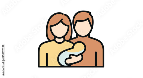 Couple Holding Newborn Baby Together.