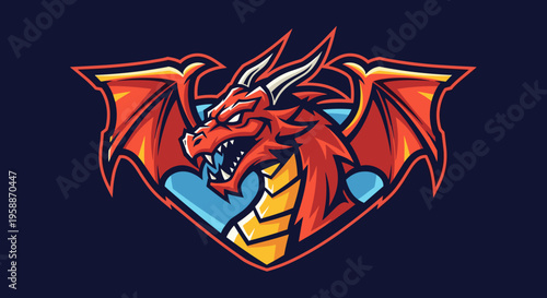 Dragon head with sharp teeth and horns.