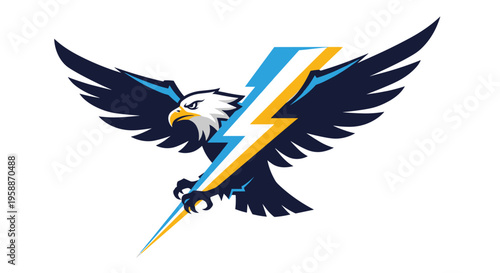 Eagle with lightning bolt graphic design.