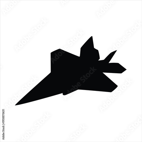 Modern fighter jet silhouettes, stealth military aircraft vector illustration.