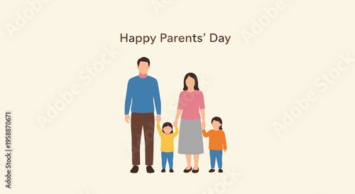 Happy family with two small children.