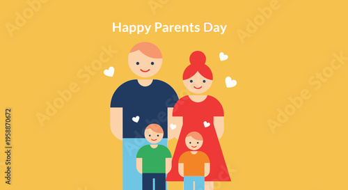 Happy family with two young children.