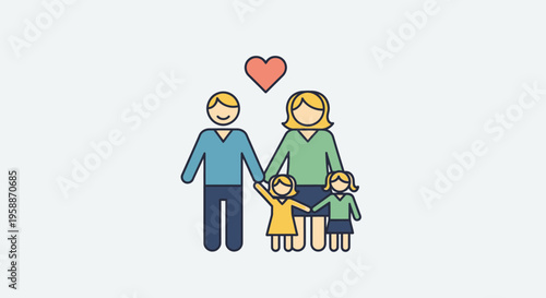 Happy family with two children together.