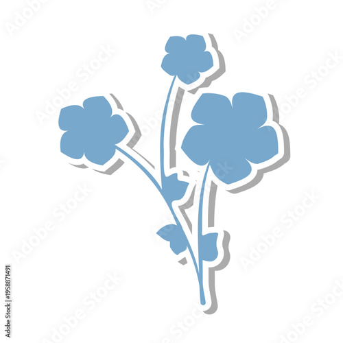 A light blue flower sticker featuring multiple blooms and slender stems.