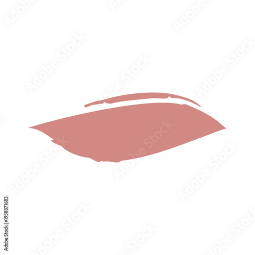 A single cosmetic swatch of a soft blush tone liquid lipstick. This smooth, isolated application shows the neutral color and matte texture.