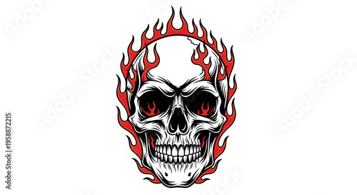 Flaming Skull with Red Eyes.