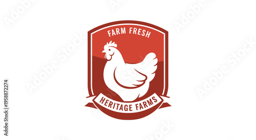 Heritage Farm Fresh Chicken Logo Design.
