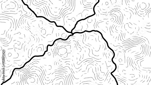 Topographic map, contour lines, black and white, vector illustration, terrain background, geographic design